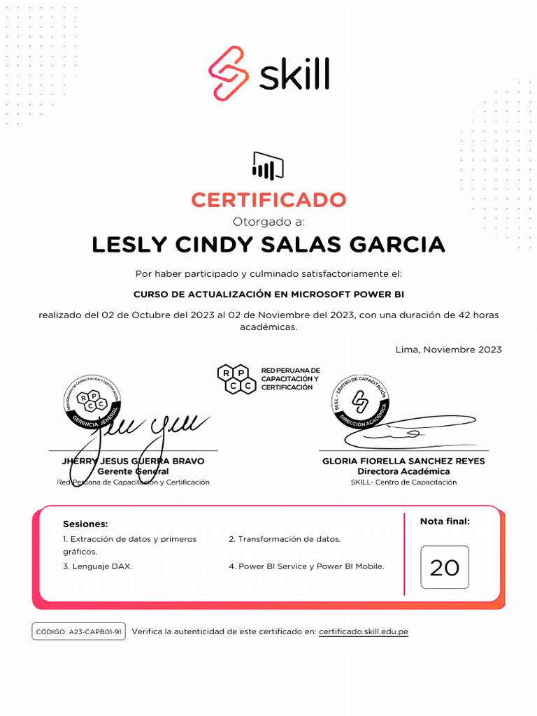 Certificado Curso Power BI 2023 | PDF