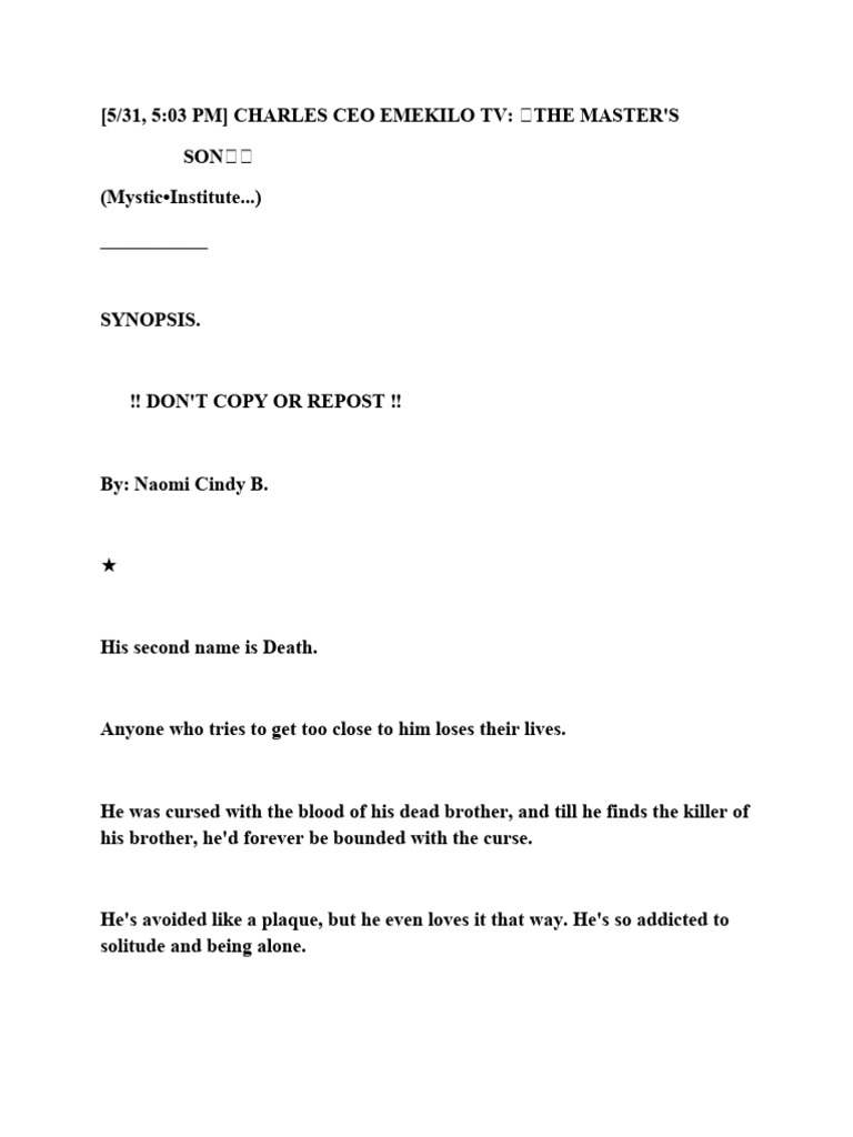 The Master's Son | PDF | Mystery, Thriller & Crime Fiction