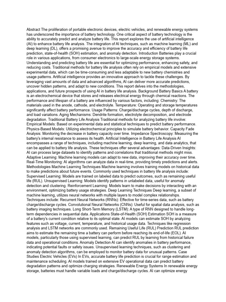 AI-Driven Battery Life Analysis Insights | PDF | Machine Learning ...