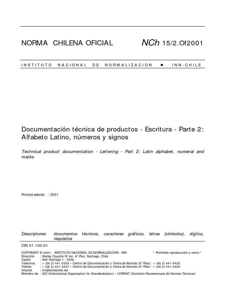 Nch 15 2 2001 documentaci n t cnica de productos escritura parte