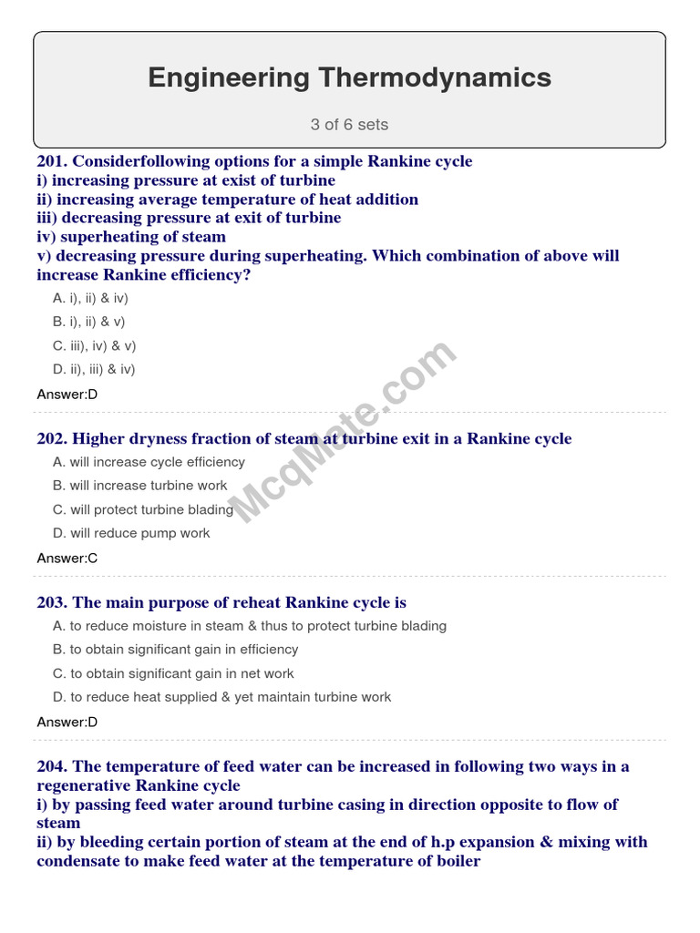 Engineering-Thermodynamics (Set 3) | PDF | Heat | Steam