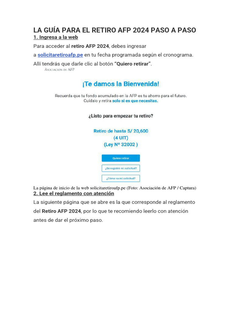La Guía para El Retiro Afp 2024 Paso A Paso | PDF | Bancos | Documento ...