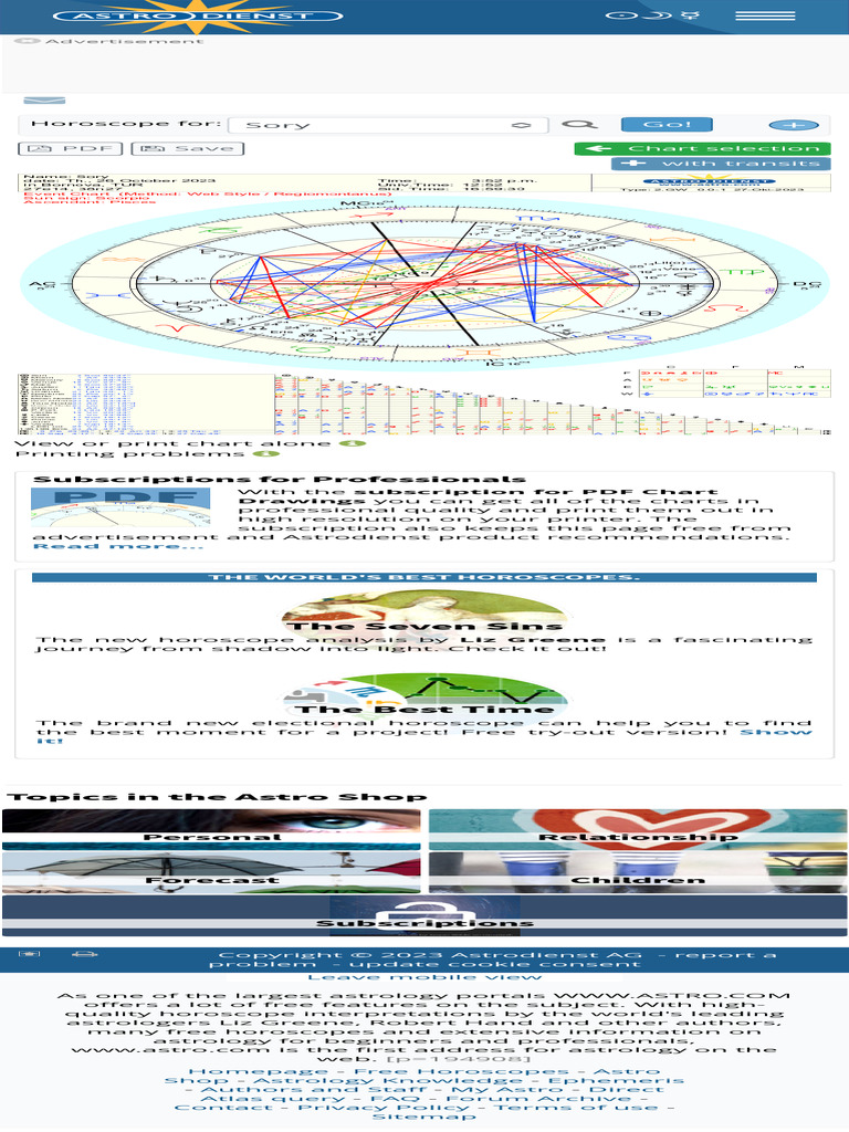 Free Astrology Chart Astrodienst 2 PDF