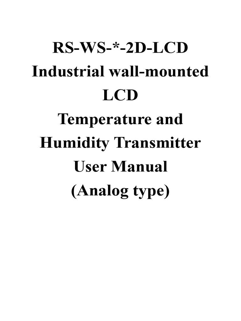 Industrial LCD Temperature & Humidity Transmitter Manual | PDF | Power ...