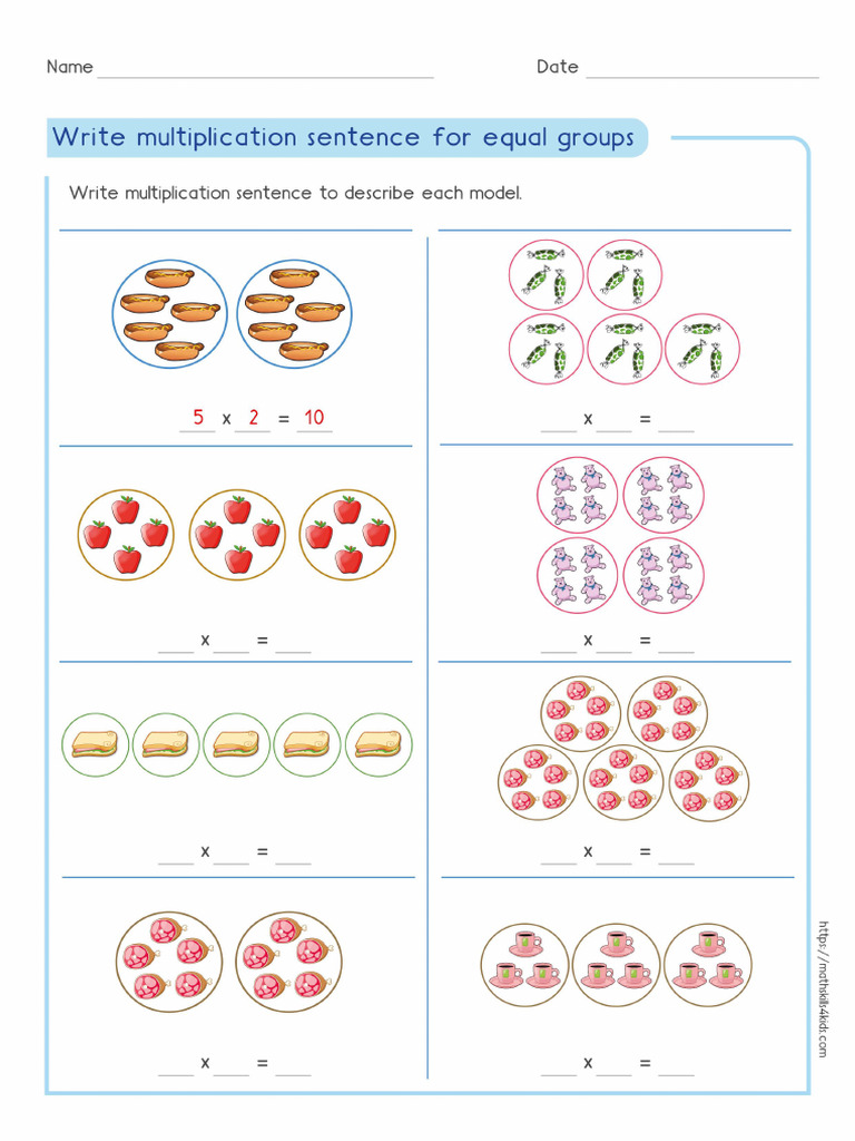 Multiplication Sentence Example Pdf