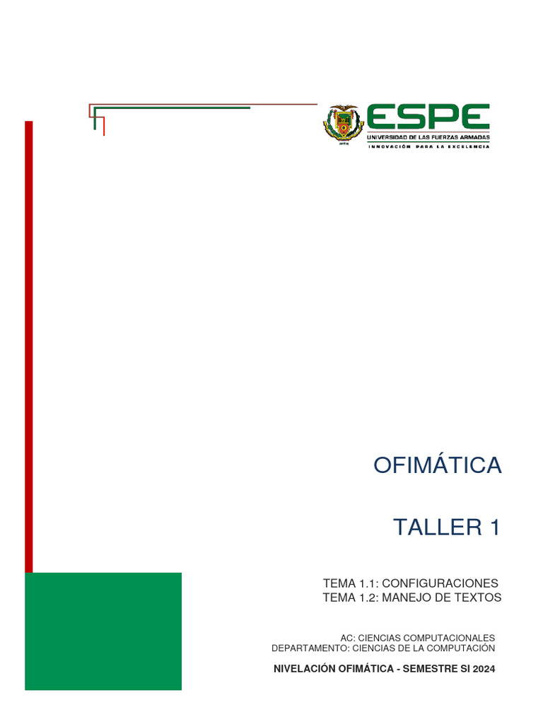 Taller de Ofimática: Configuración y Manejo | PDF | Microsoft Word ...