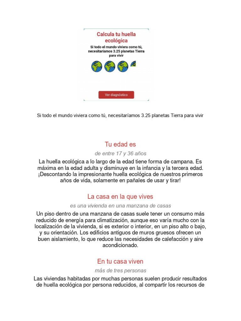 Huella ecológica y estilo de vida joven | PDF | Agua | Carne