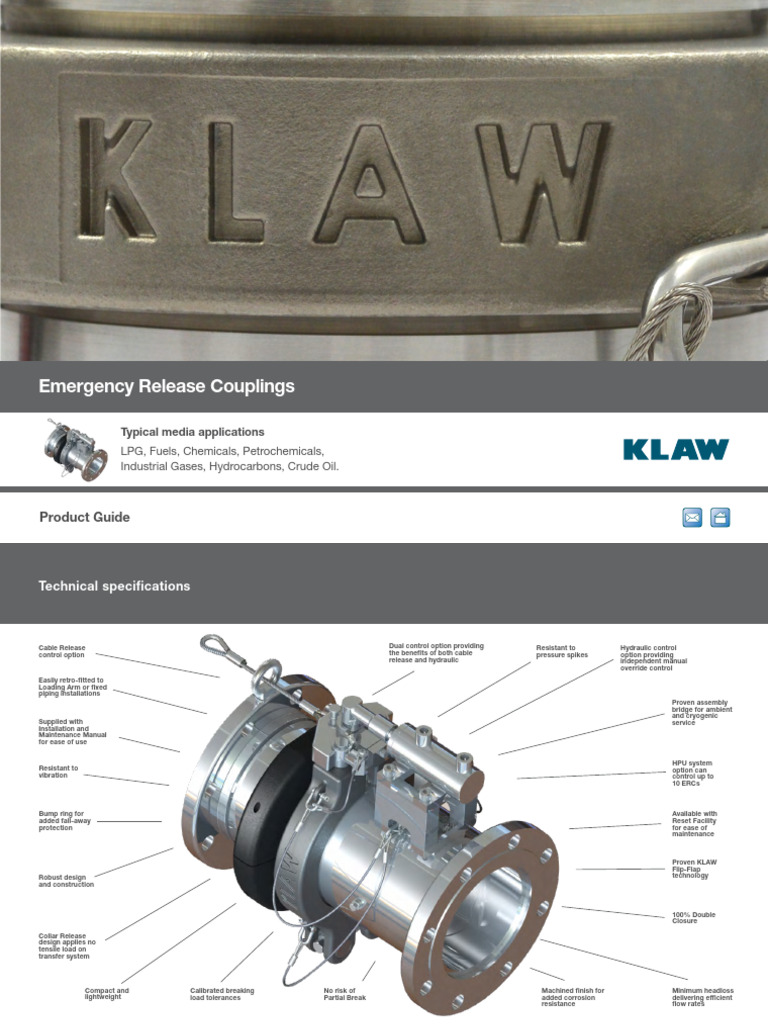 Emergency Release Couplings Overview | PDF | Valve | Mechanical Engineering