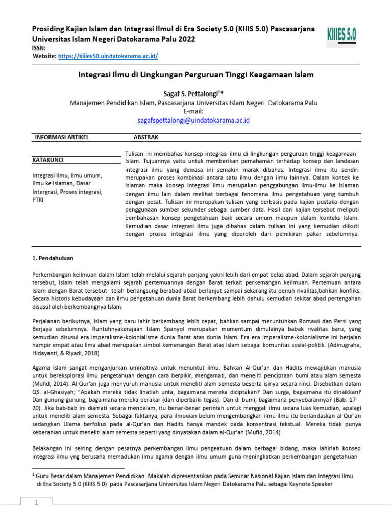 Integrasi Ilmu dan Agama dalam Islam | PDF