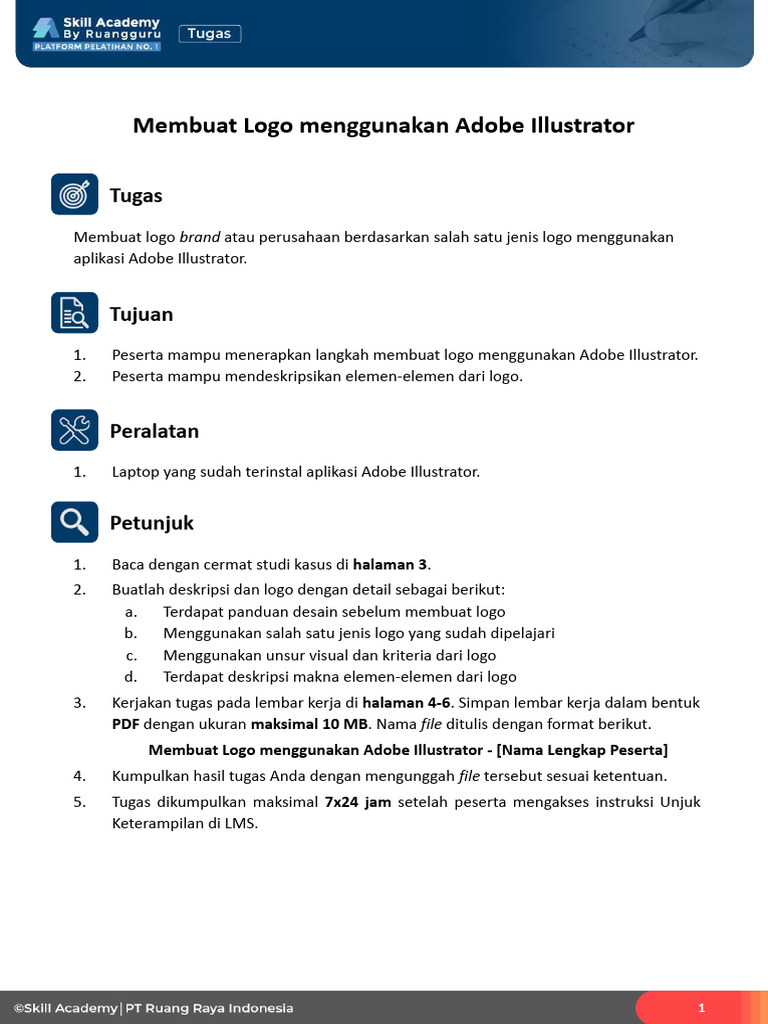 Membuat Logo Menggunakan Adobe Illustrator: Tugas | PDF, image size:768x1024