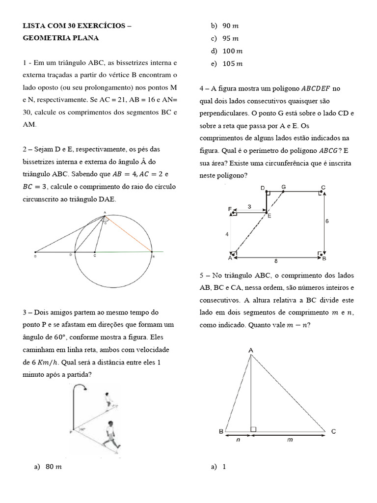 Exercícios de Geometria Plana | PDF | Triângulo | Círculo
