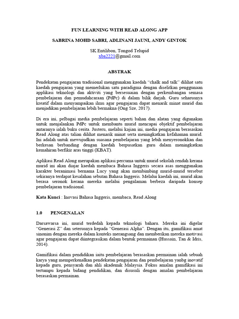 Pembelajaran Menarik dengan Aplikasi Read Along | PDF | Seni