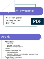 Foreign Direct Investment: Discussion Section February 16, 2007 Brian Chen