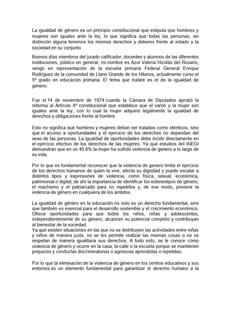 Promoviendo la Igualdad de Género en Educación | PDF | Estudios de ...