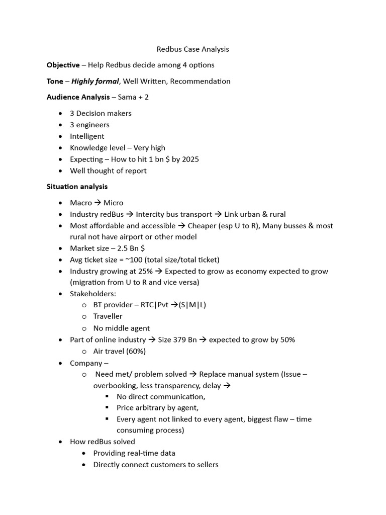 Strategic Growth for Redbus | PDF | Profit (Economics) | Risk