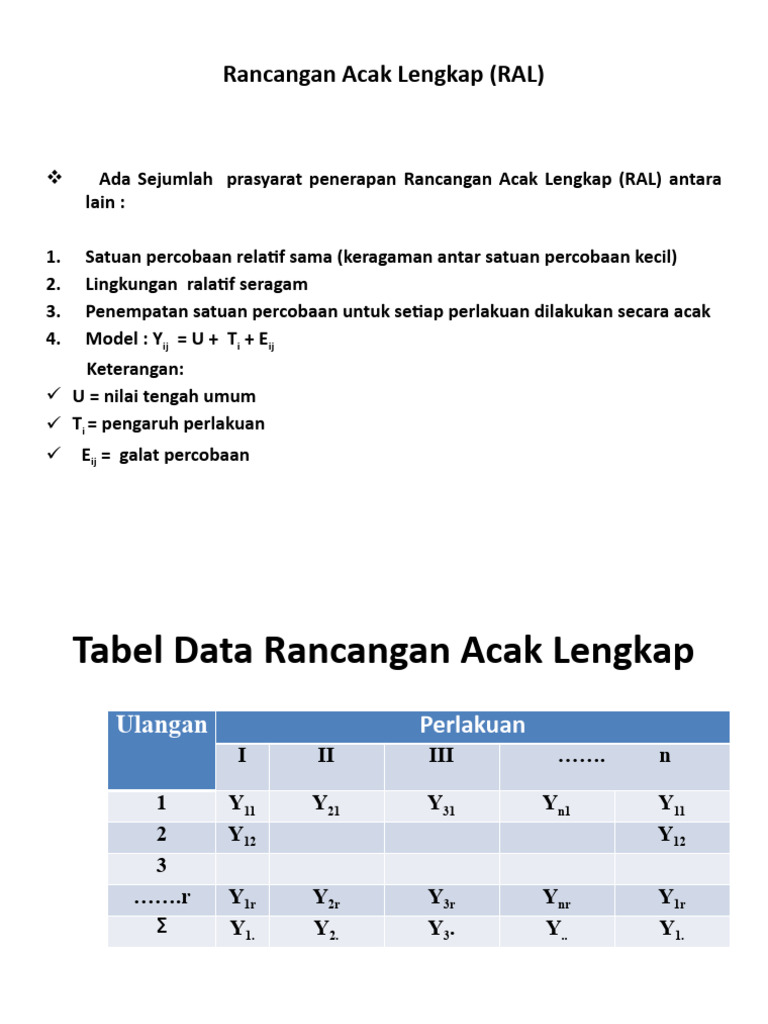 Panduan Rancangan Acak Lengkap (RAL) | PDF