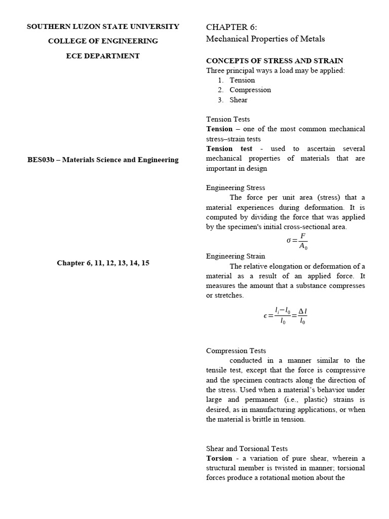 Mechanical Properties of Metals Overview | PDF | Deformation ...