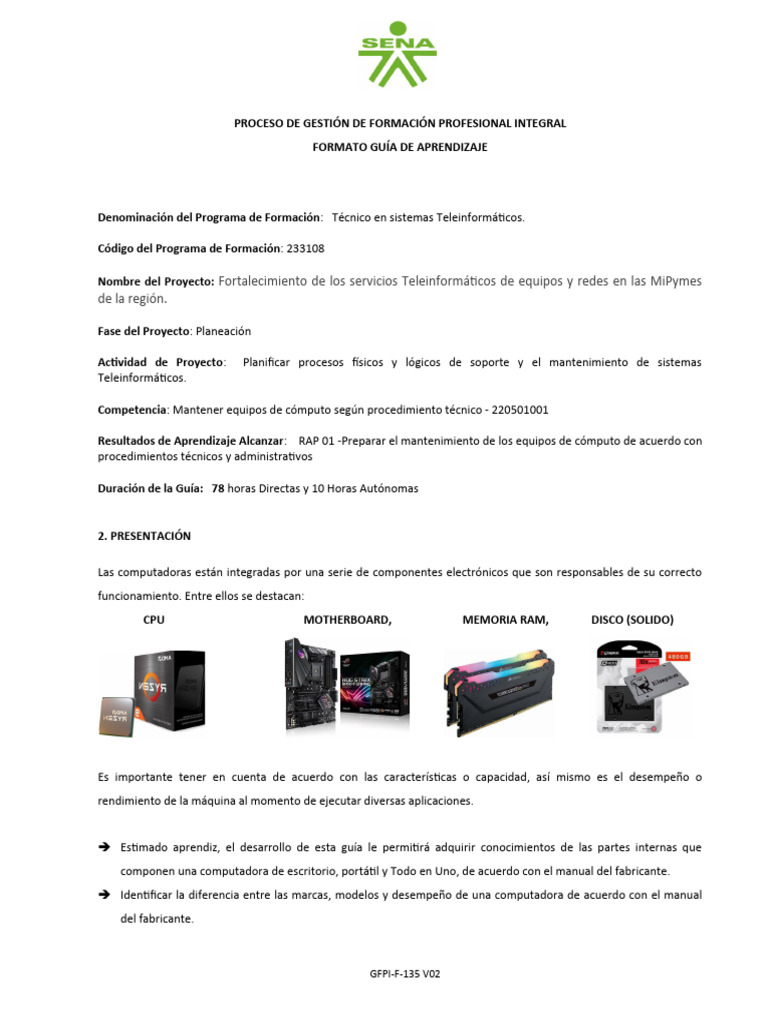 Sena Actividad | PDF | Ordenador portátil | Hardware de la computadora