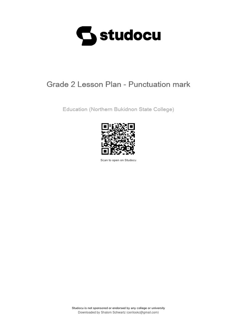 Grade 2 Lesson Plan Punctuation Mark | PDF | Lesson Plan | Learning