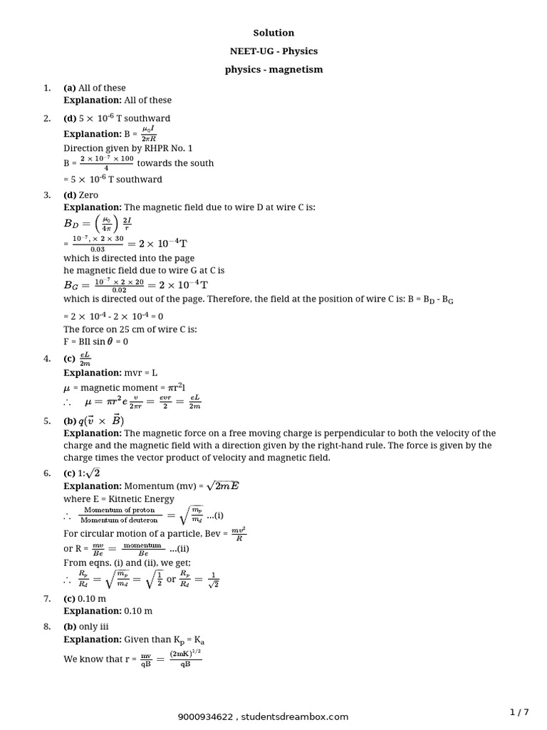 NEET-UG Physics: Magnetism Guide | PDF | Magnet | Magnetic Field