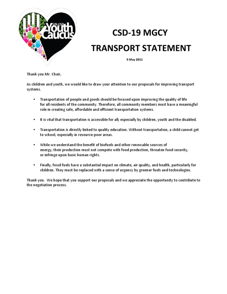 Youth Proposals for Transport Improvement | PDF