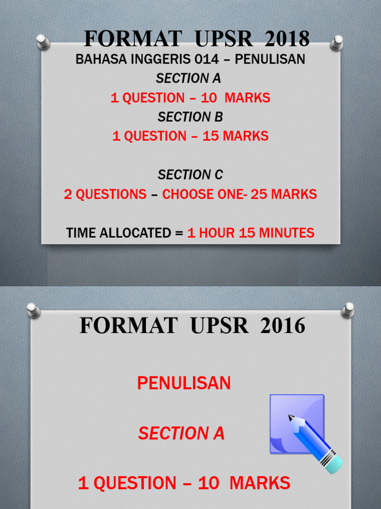 UPSR 2018 English Writing Format Guide | PDF | Career & Growth
