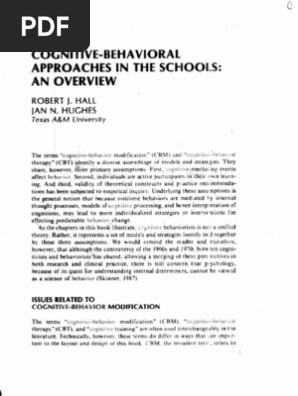 Cognitive Behavorial In The School Leisure