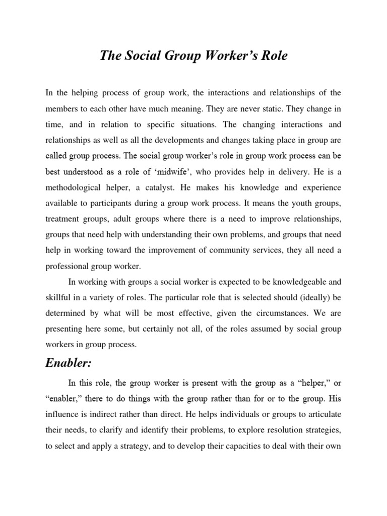 Social Group Worker Roles Explained | PDF | Mediation | Negotiation