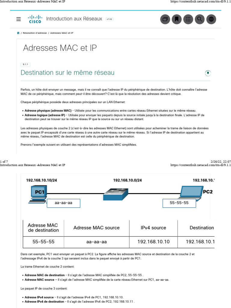 Résolution des adresses MAC et IP | PDF | Protocoles Internet | Adresse IP