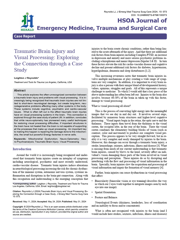 Traumatic Brain Injury and Visual Processing Exploring the Connection