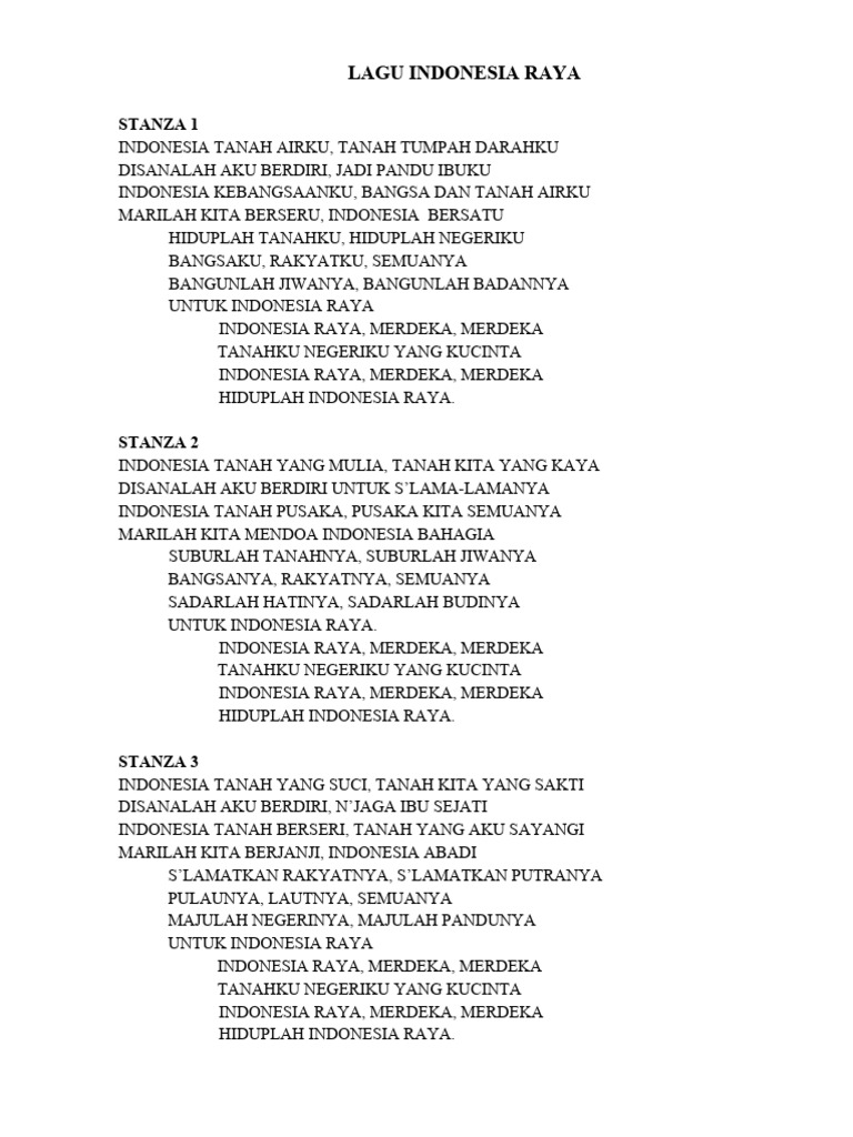 Lagu Indonesia Raya | PDF | Kajian Bahasa Asing