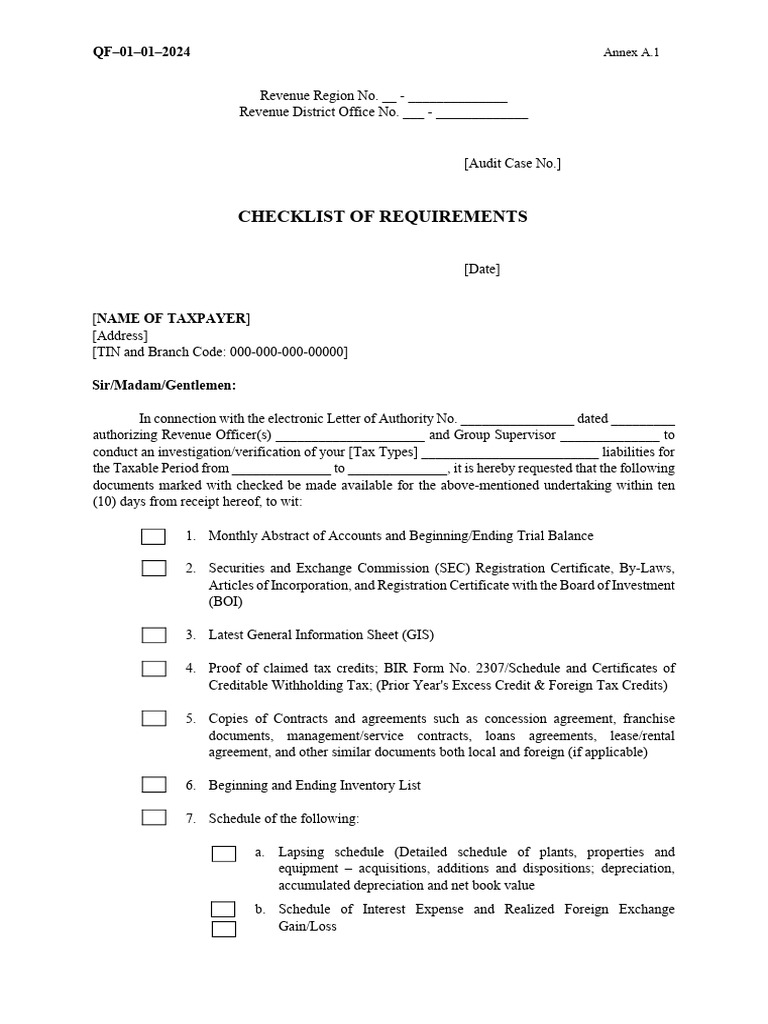 Annex A.1 - Checklist of Reqts-RDO | PDF | Invoice | Receipt