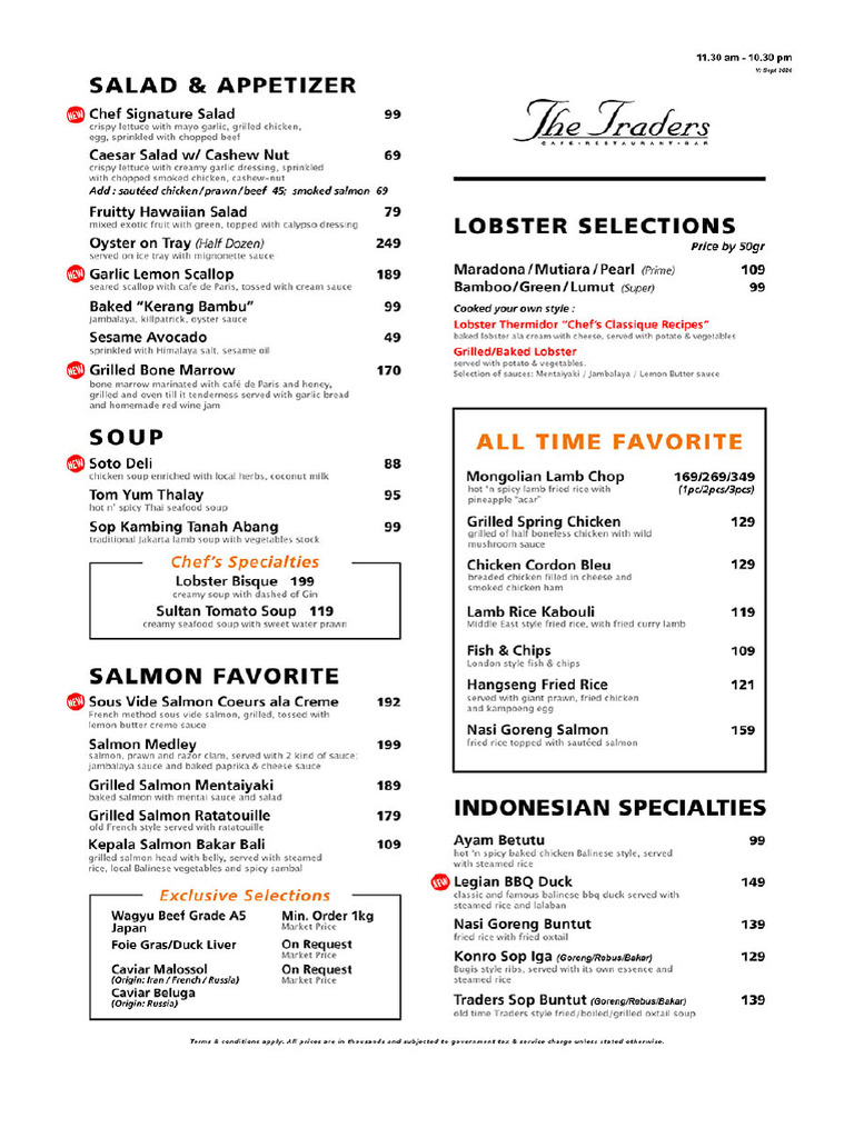 Traders Menu | PDF