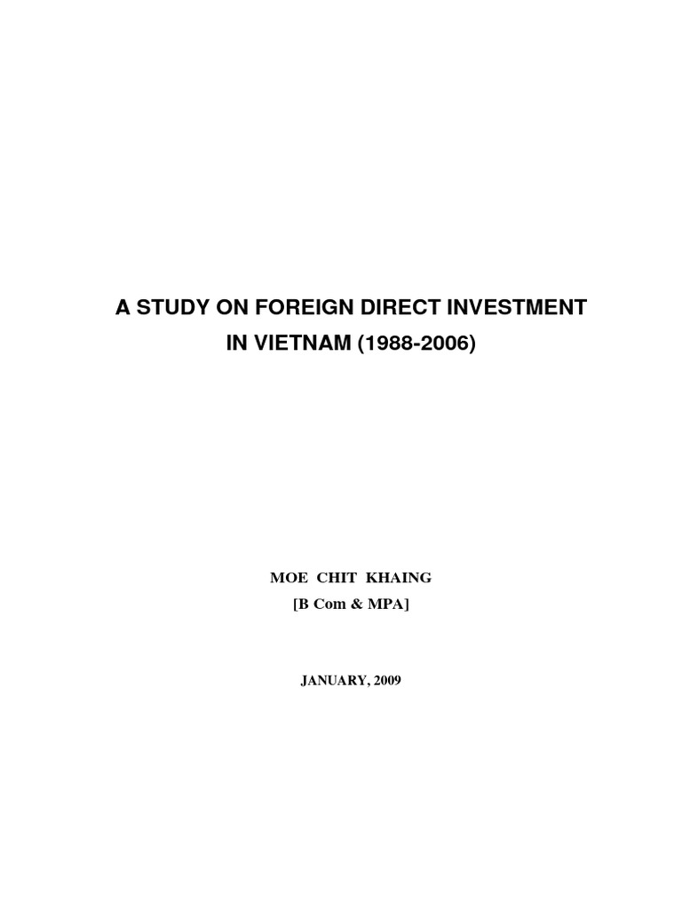 FDI in Vietnam - 1988-2006 | PDF | Foreign Direct Investment | Cost Of ...