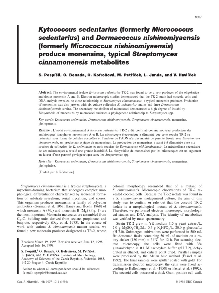 Monensin Production by Kytococcus and Dermacoccus | PDF | Microscope ...