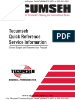Tecumseh Quick Reference and Troubleshooting For Engines and Transmissions 695933