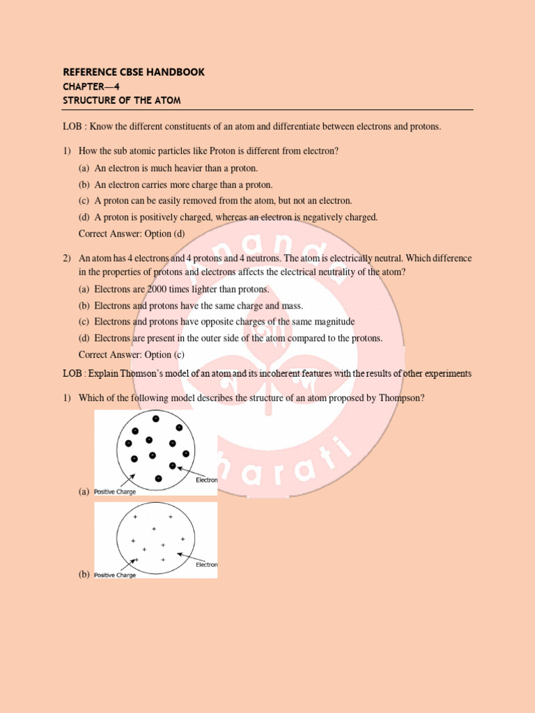 CH-4-Structure of The Atom | PDF | Atoms | Atomic Nucleus