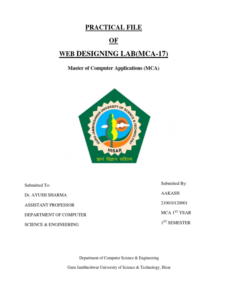 Web Designing Practical File | PDF | Html Element | Html