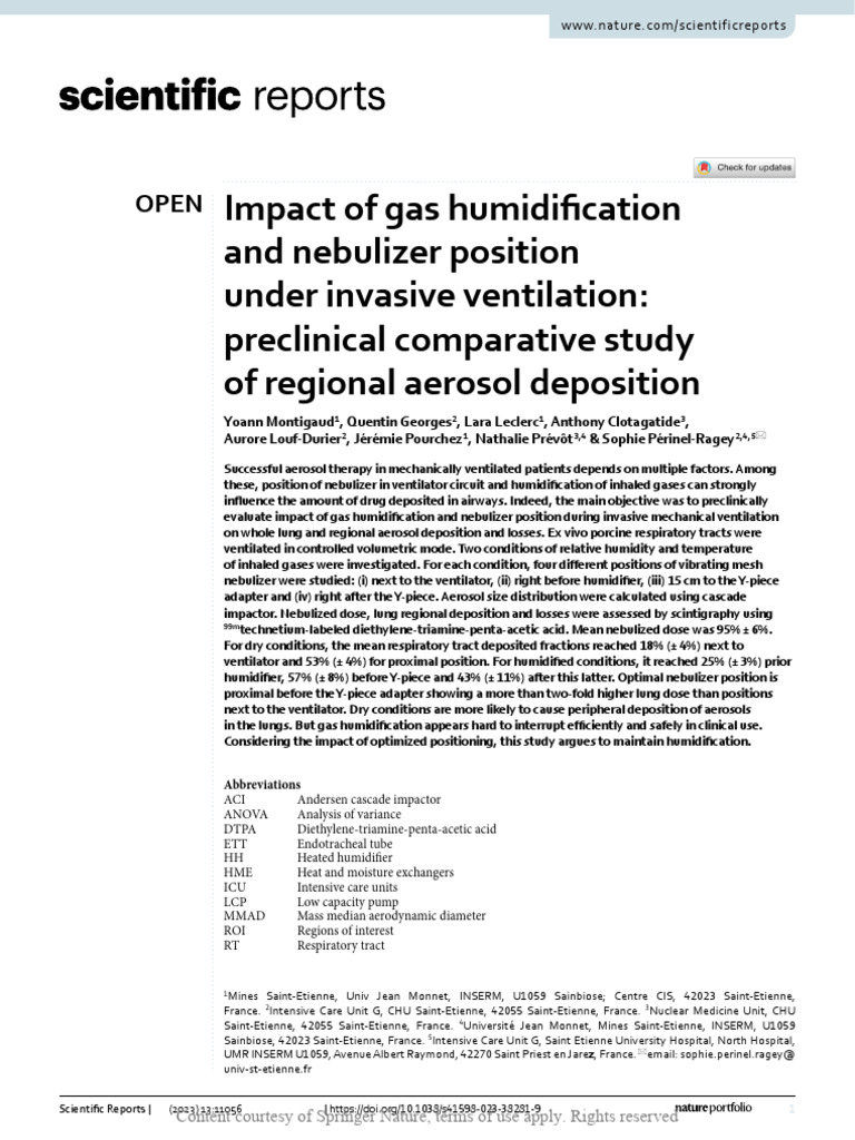 Impact of Gas Humidification and Nebulizer Positio | PDF | Science ...