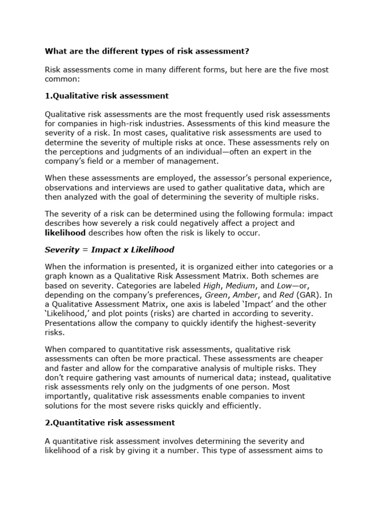 Types of Risk Assessment | PDF | Risk | Risk Assessment