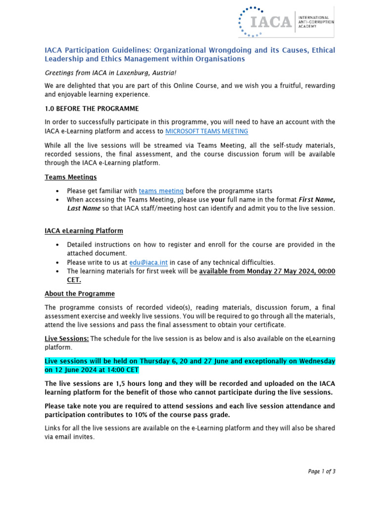 IACA Online Course Guidelines | PDF | Educational Technology | Cyberspace