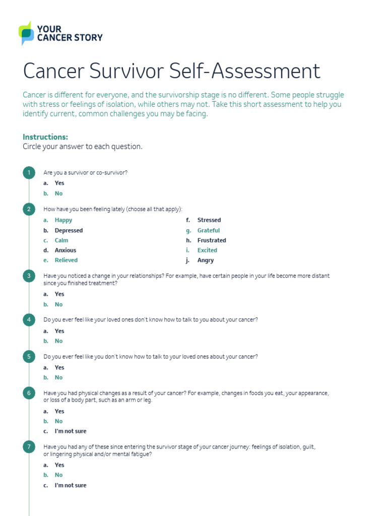 self-assessment | Download Free PDF | Cancer Survivor | Clinical Medicine