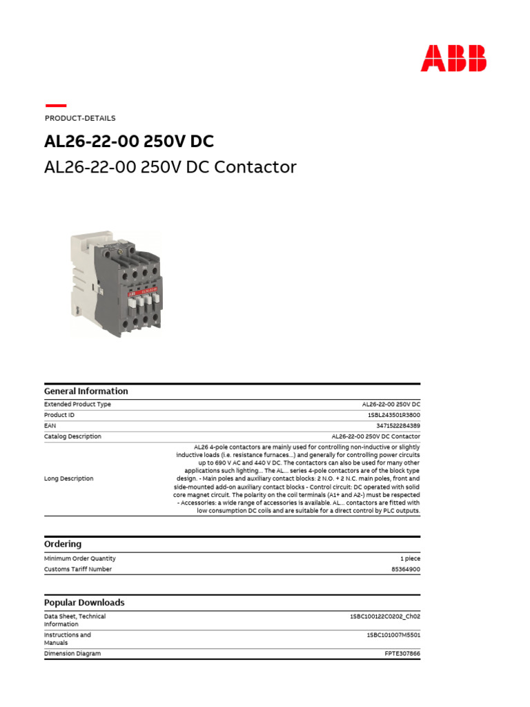 34 Power Contactor | PDF | Inductor | Direct Current