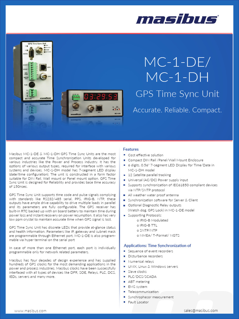 Compact GPS Time Sync Units MC-1-DE/DH | PDF | Global Positioning ...