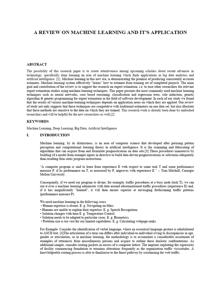 Machine Learning Applications Review | PDF | Machine Learning | Deep ...