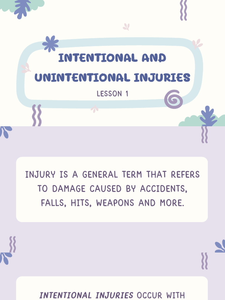Understanding Intentional vs. Unintentional Injuries | PDF