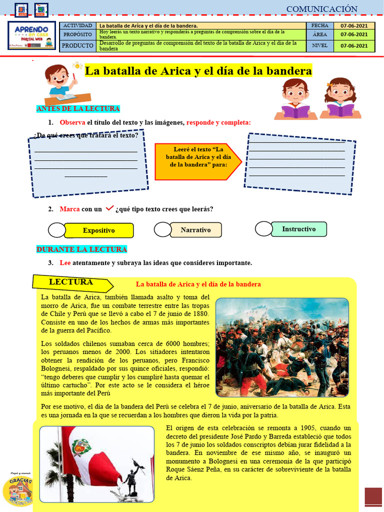 Batalla De Arica Y Día De La Bandera Pdf Perú América Del Sur 