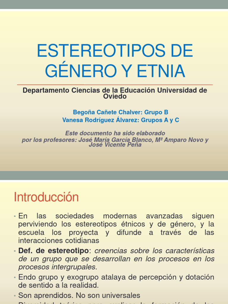 Estereotipos de Género y Etnia en Educación | PDF | Estereotipos | Hombre