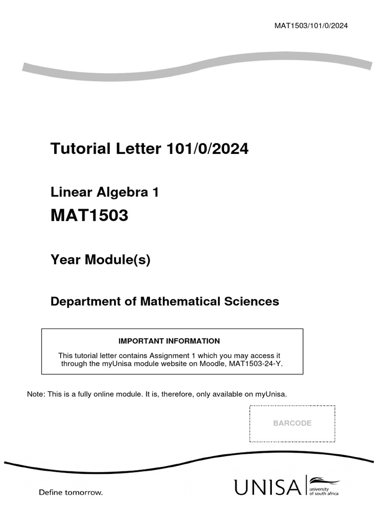 TL101 0 2024 Assignment2 MAT1503 | PDF | Matrix (Mathematics) | Mathematics