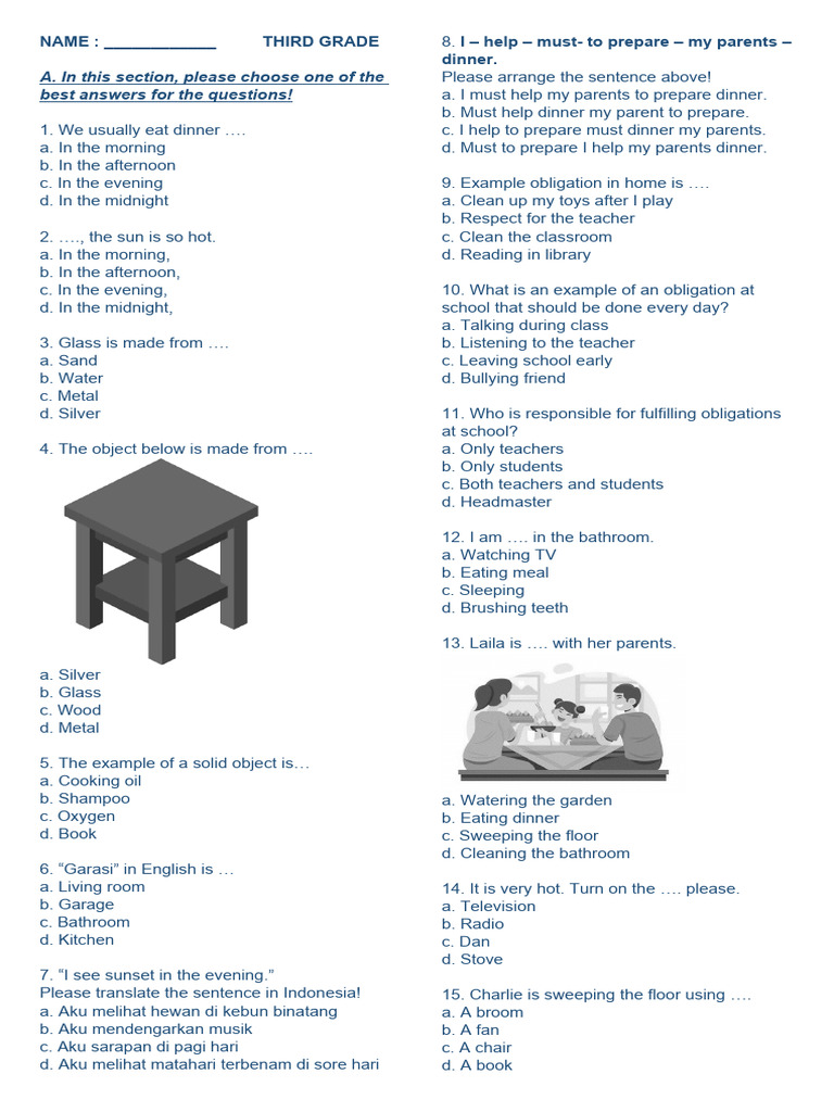Third Grade English Practice Questions | PDF